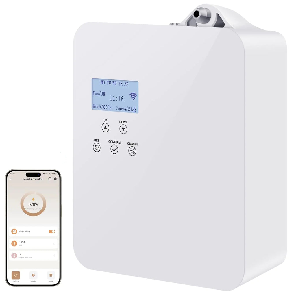 OliveTech Scent Diffusers for Home Hotel Collection Diffuser Smart WiFi Aroma Diffuser Waterless Cold Air Technology HVAC Scent Diffuser Cover Up to 2000 Sq. Ft.