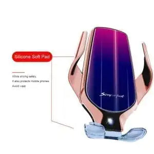 10W SMART CLAMPING 360 ROTATE CAR WIRELESS CHARGER