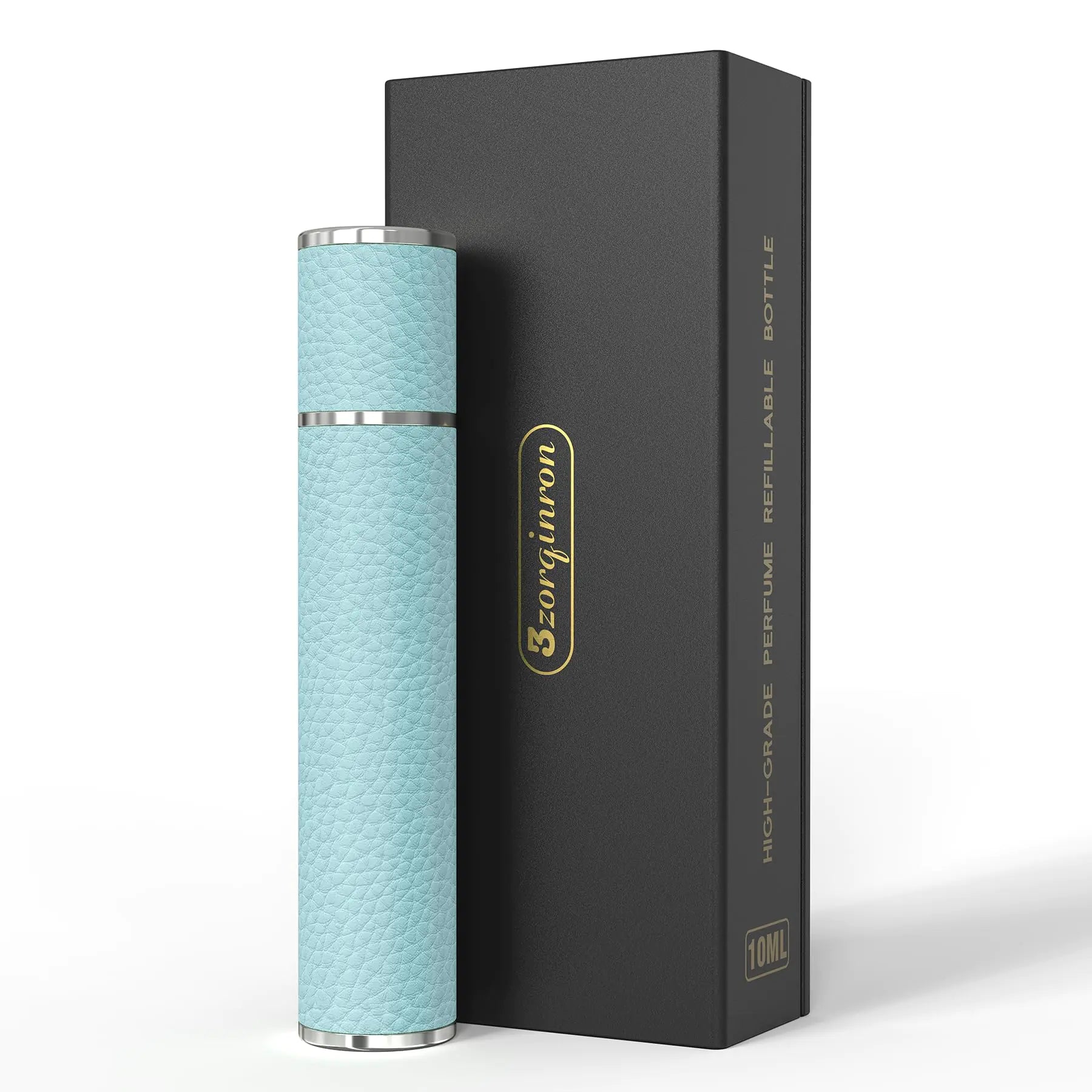 3zorqinron Perfume Travel Refillable Bottle 10ML Genuine Leather Atomizer Sprayer for Perfume - Portable Mini Cologne Sprayer for Woman Man - Travel Essential Fragrance Spray Bottle (Blue)