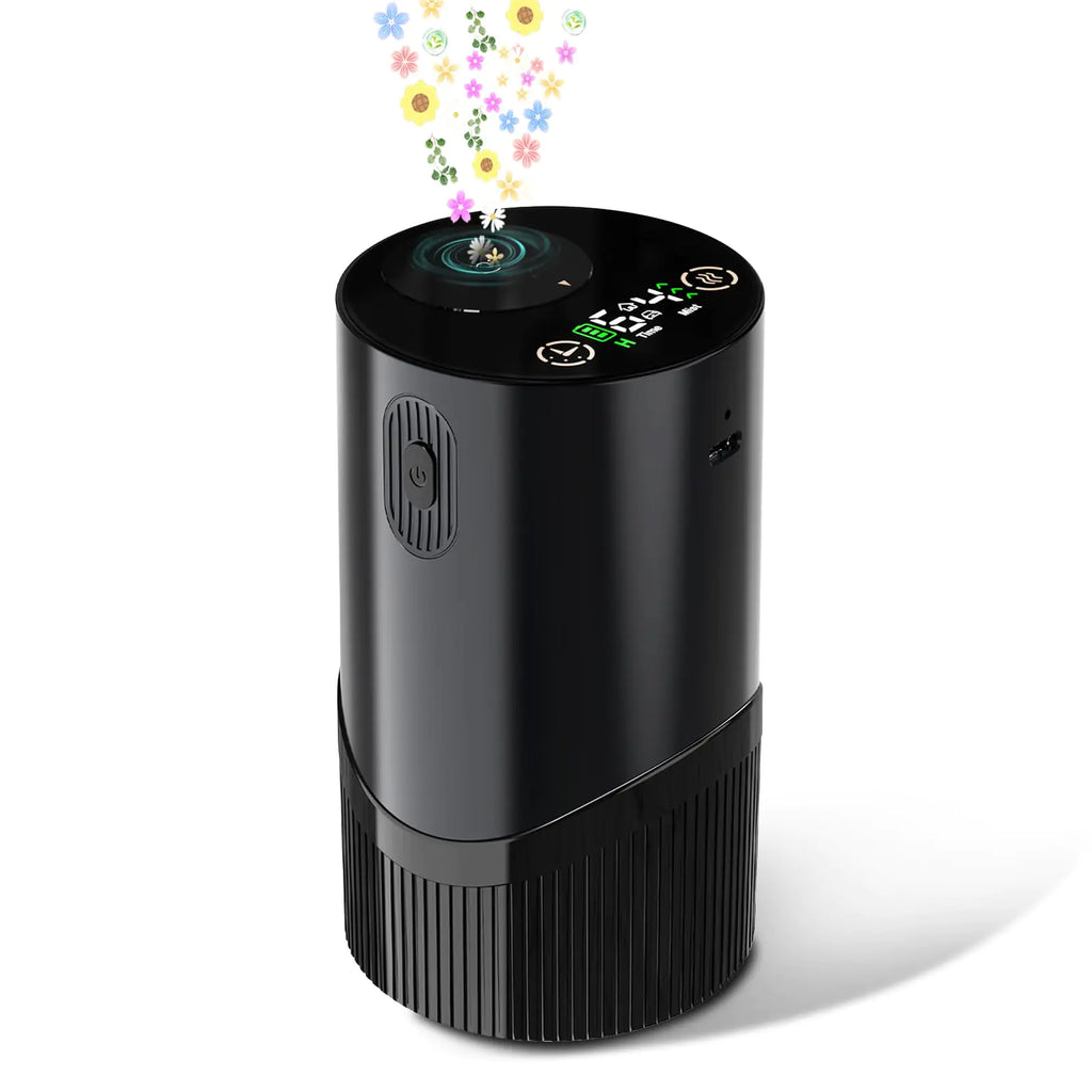 Waterless Diffuser for Essential Oil-Aroma Scent Diffusers for Home Car Mini Aromatherapy Nebulizer Battery Operated Small Air Diffuser Machine 4 Mist Level 1/2/3/4/6H Timers Auto-off for Hotel 5-20ML