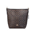 Coach Val Signature Brown Black Leather Duffle Shoulder Crossbody