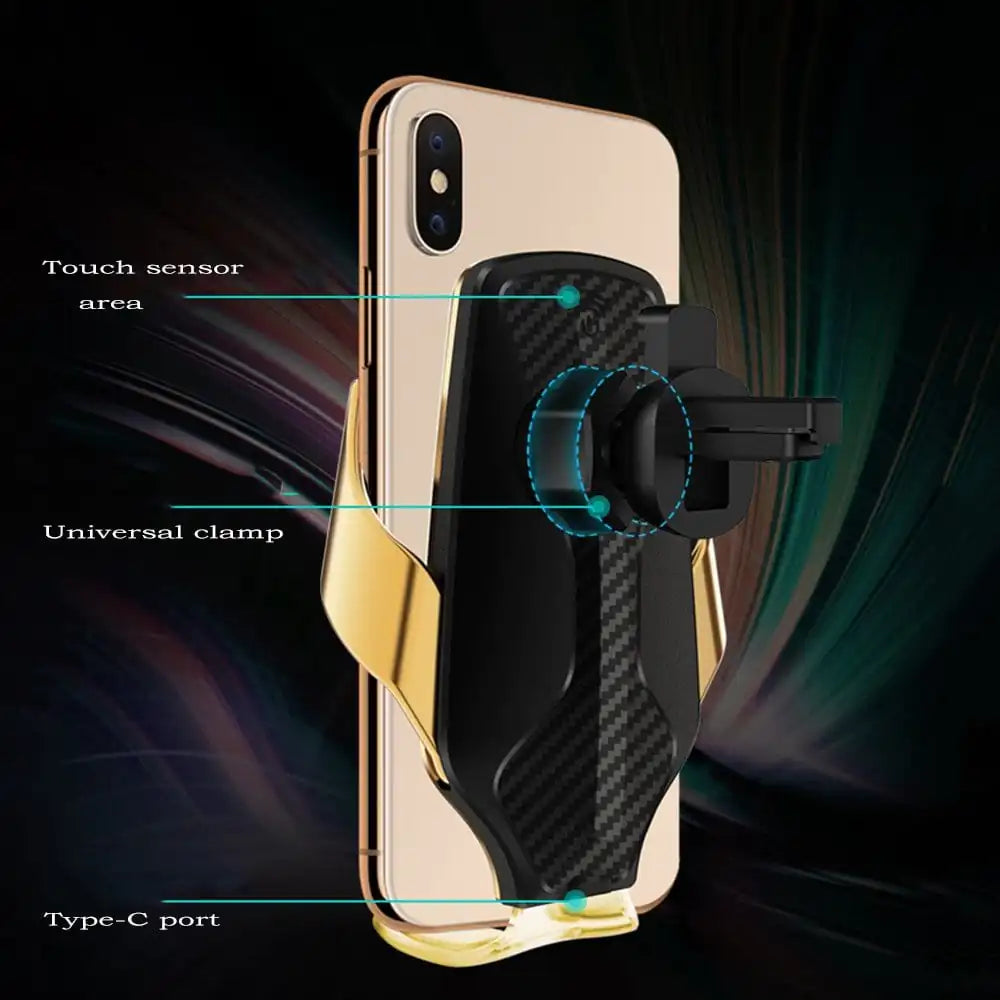 10W SMART CLAMPING 360 ROTATE CAR WIRELESS CHARGER