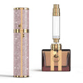 FENHON Perfume Travel Refillable Bottle 5ml Glitter Leather Atomizer for Perfume Portable Size Cologne Sprayer Mini Fragrance Spray Bottle for Woman & Man Essentials (8ML Pink)
